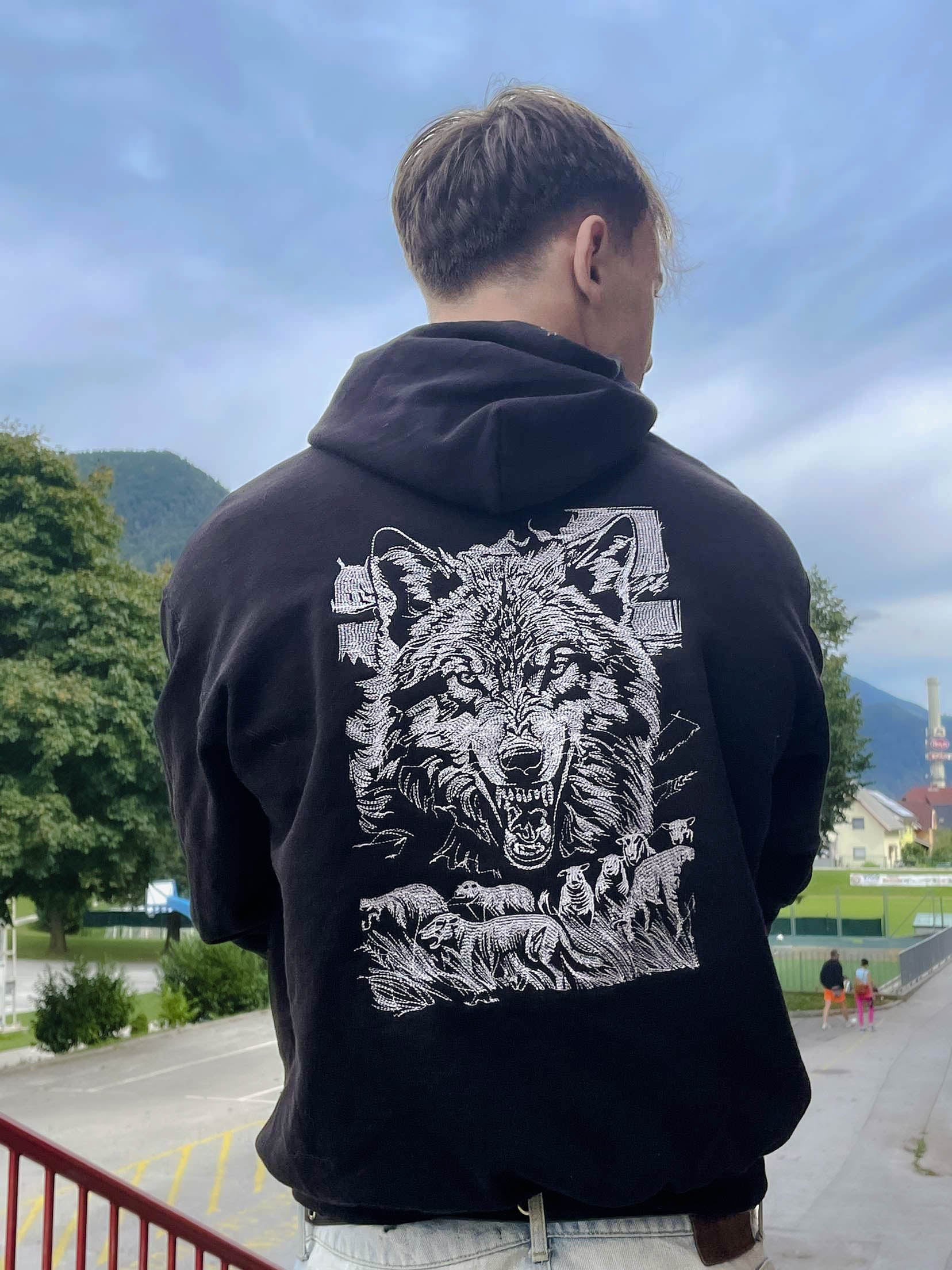Wolf pulover na modelu